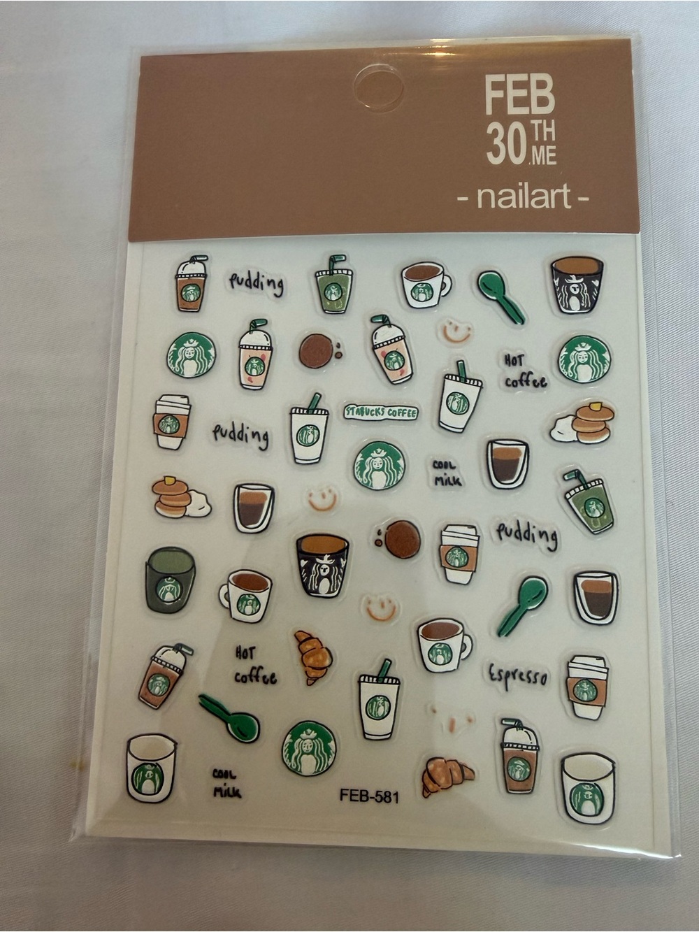 NAILA Coffee & Pastry Nail Art Stickers – Green and Brown Café Icons